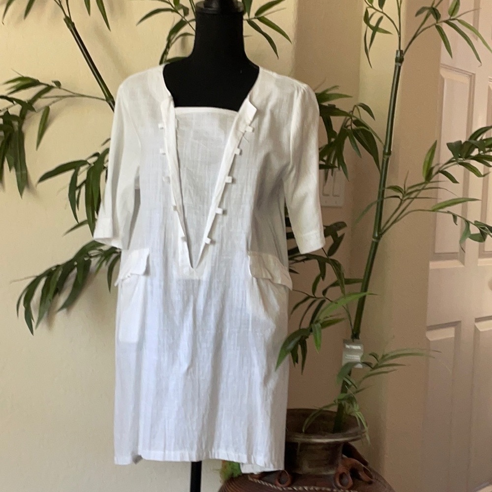 White Lien cotton Top